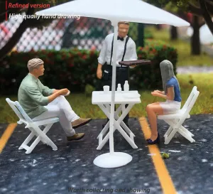 1:64 Painted Figure Mini Model Miniature Resin Diorama Cafe Restaurant Waiter
