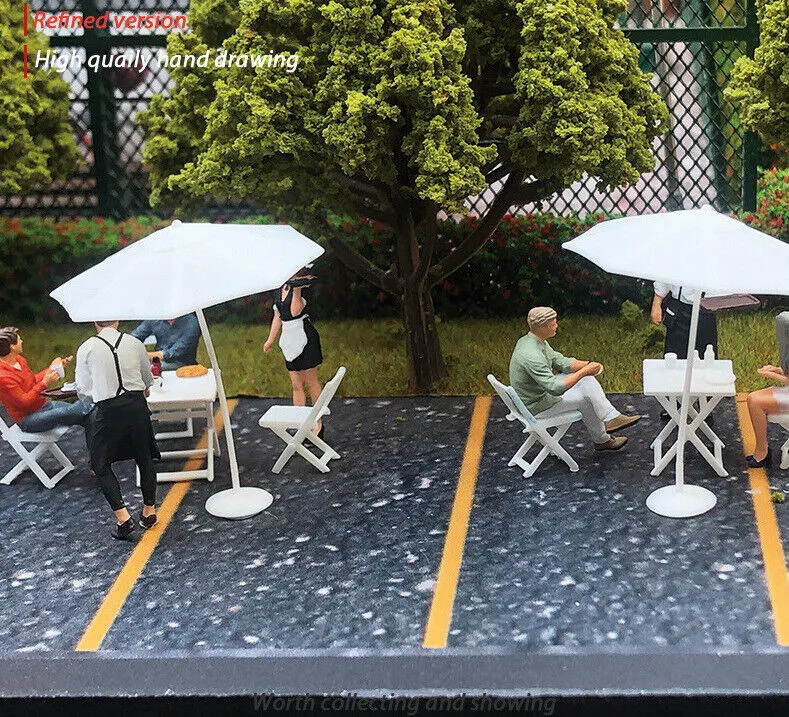 1:64 Painted Figure Mini Model Miniature Resin Diorama Cafe Restaurant Waiter