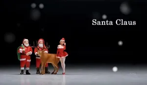1:64 Painted Figure Mini Model Miniature Resin Diorama Christmas Santa Girl Deer