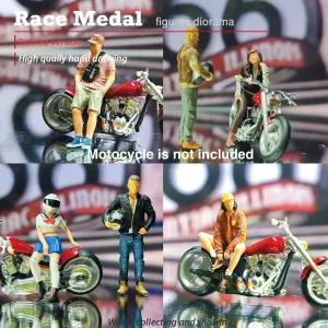 1:64 Painted Figure Mini Model Miniature Resin Diorama Motocycle Scene People