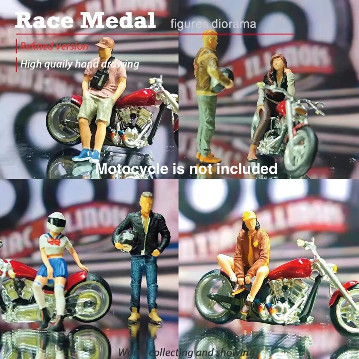 1:64 Painted Figure Mini Model Miniature Resin Diorama Motocycle Scene People