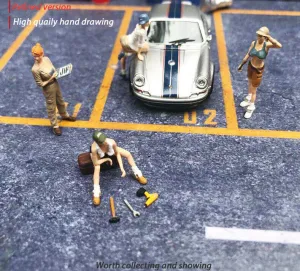 1:64 Painted Figure Mini Model Miniature Resin Diorama Repair Garage Girl Lady L