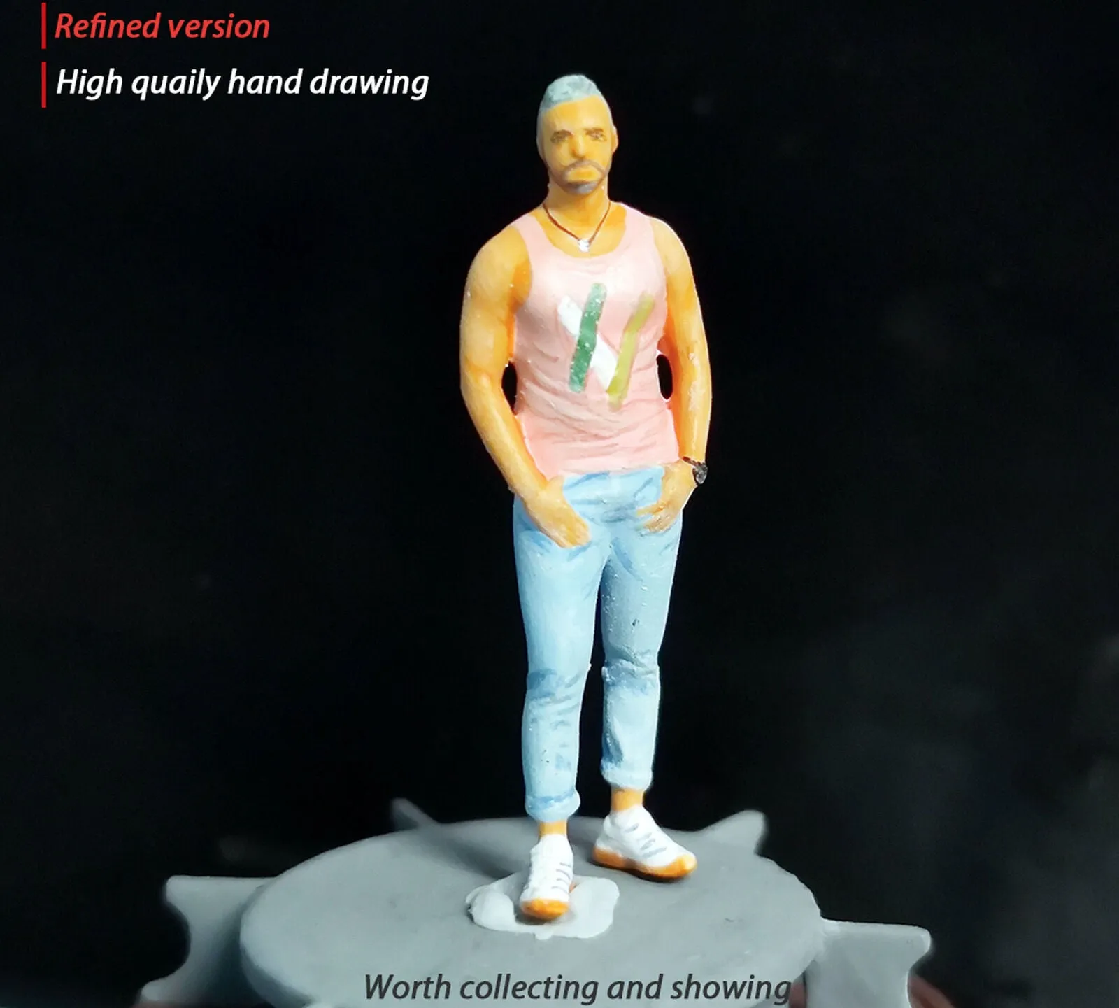 1:64 Painted Figure Mini Model Miniature Resin Diorama Sand Casual Denim People