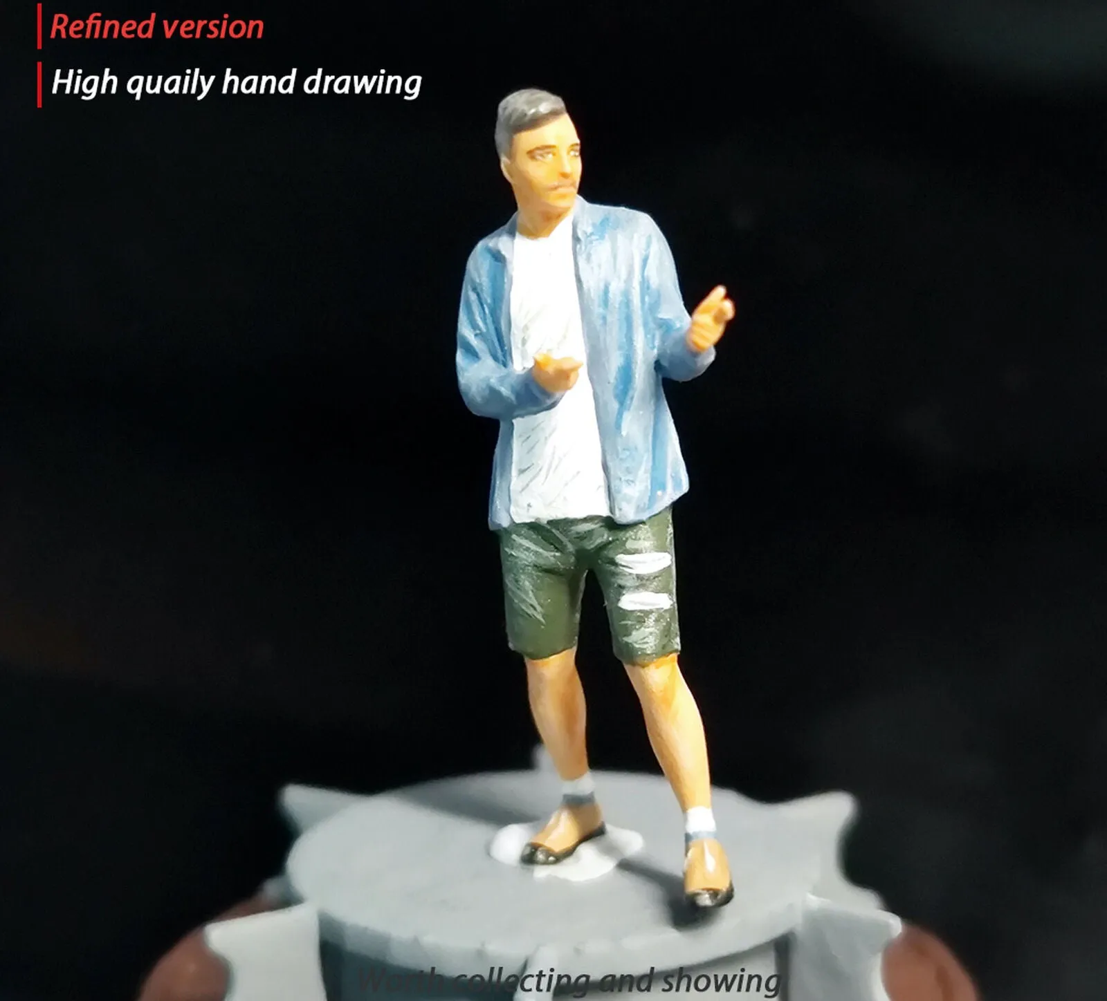 1:64 Painted Figure Mini Model Miniature Resin Diorama Sand Casual Denim People