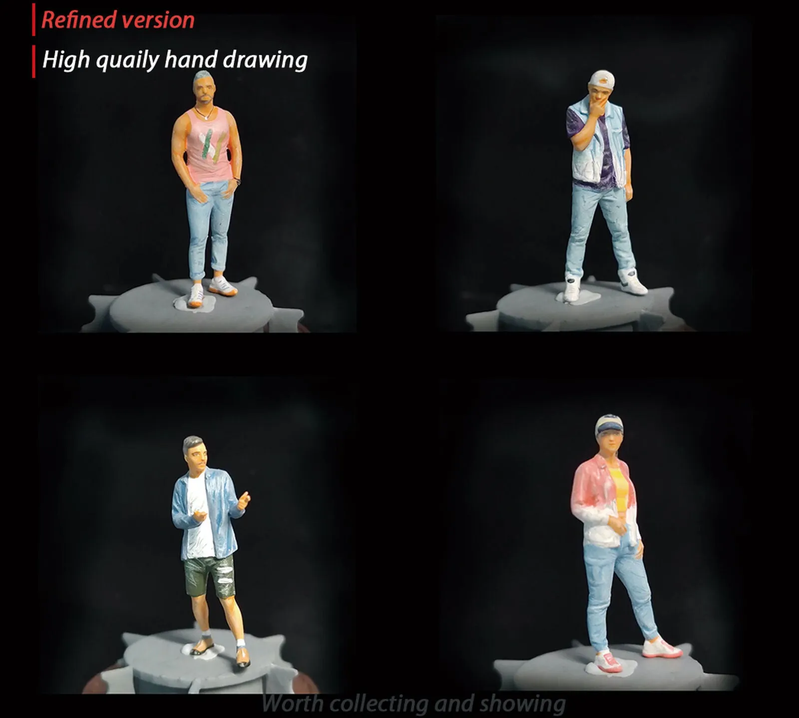 1:64 Painted Figure Mini Model Miniature Resin Diorama Sand Casual Denim People