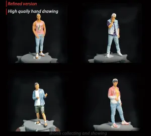 1:64 Painted Figure Mini Model Miniature Resin Diorama Sand Casual Denim People