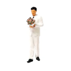1:64 Painted Figure Mini Model Miniature Resin Diorama Sand Groom in White Suits