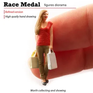 1:64 Painted Figure Mini Model Miniature Resin Diorama Shopping Lady Girl Red
