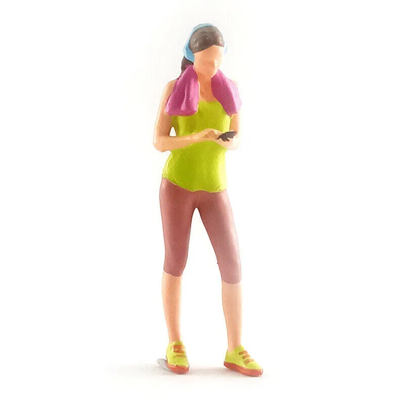 1:64 Painted Figure Mini Model Miniature Resin Diorama Sporty Girl Excercise