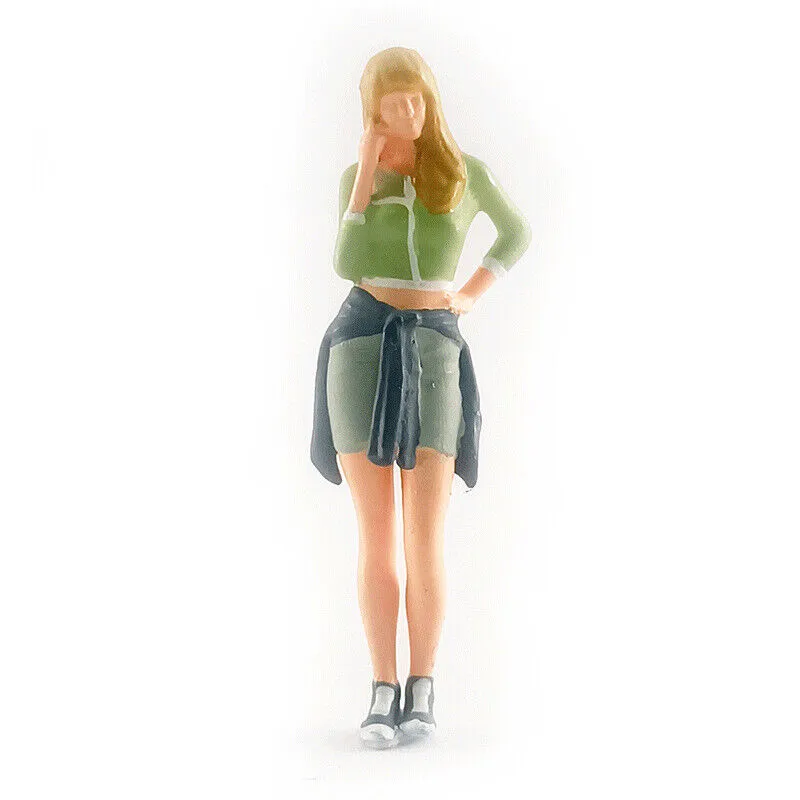 1:64 Painted Figure Mini Model Miniature Resin Diorama Sporty Girl Excercise