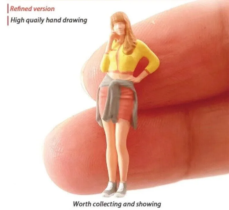 1:64 Painted Figure Mini Model Miniature Resin Diorama Sporty Girl Excercise