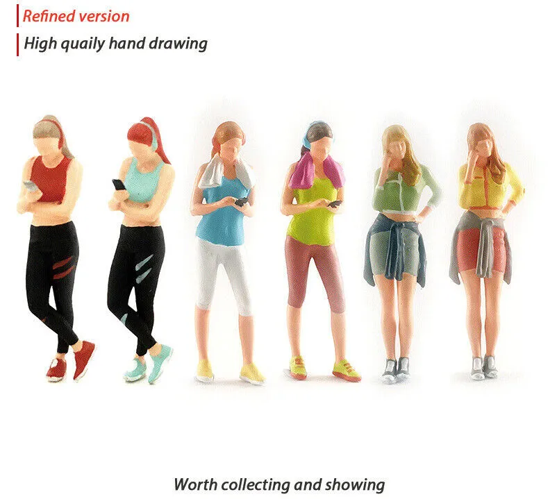1:64 Painted Figure Mini Model Miniature Resin Diorama Sporty Girl Excercise