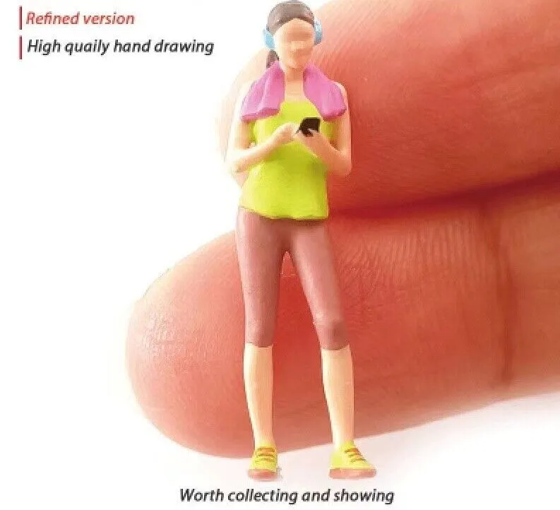 1:64 Painted Figure Mini Model Miniature Resin Diorama Sporty Girl Excercise
