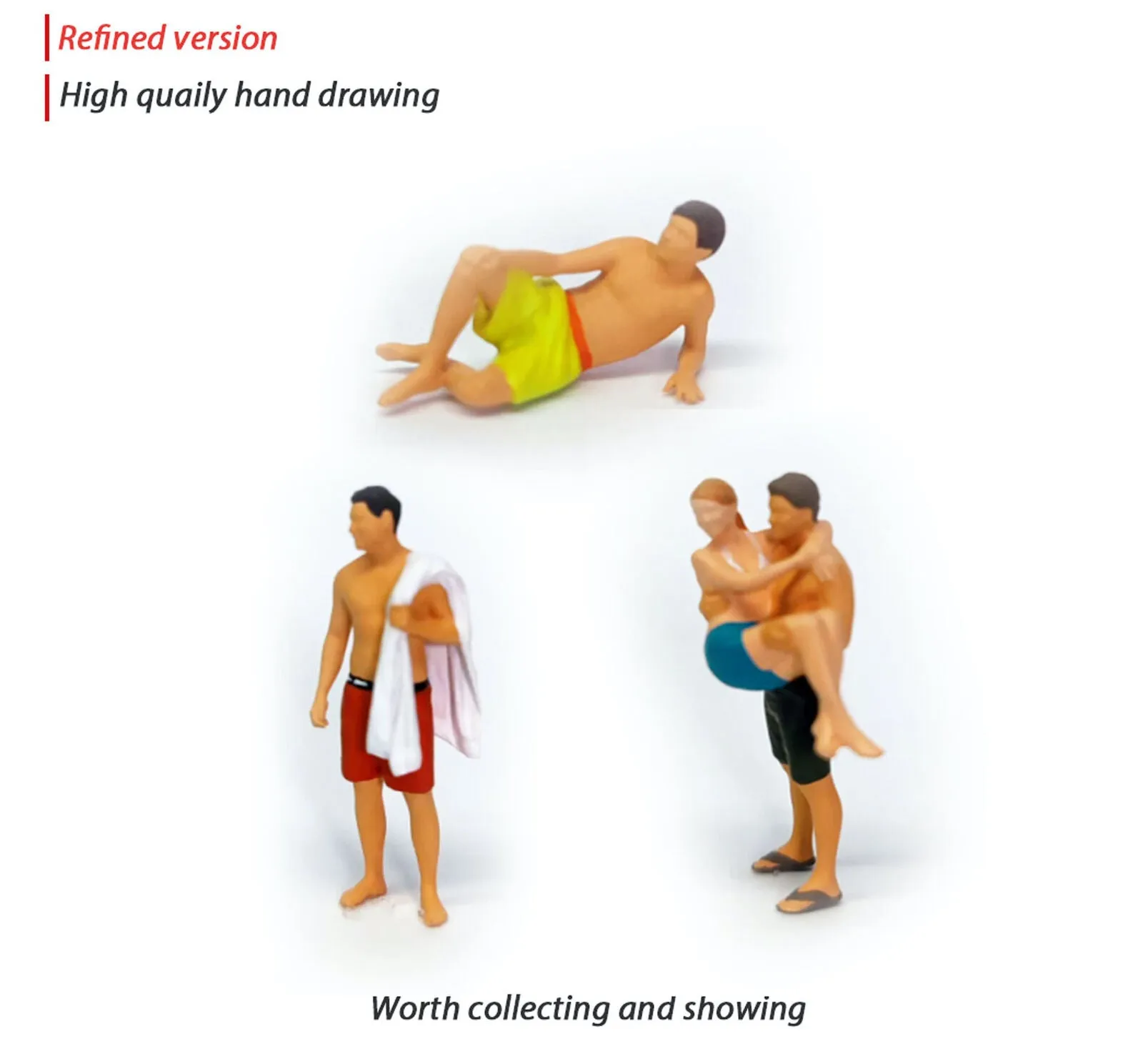 1:64 Painted Figure Mini Model Miniature Resin Diorama Toy Beach Surfing Couple