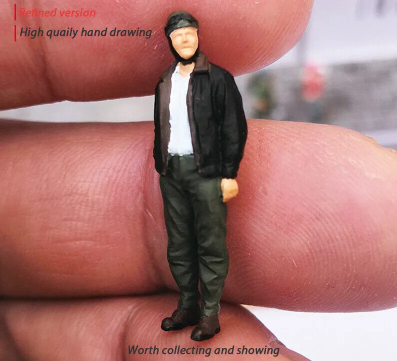 1:64 Painted Figure Mini Model Miniature Resin Diorama Toy Pilot Airman Aviator