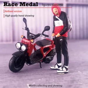 1:64 Painted Figure Mini Model Miniature Resin Diorama Vintage Motocycle Man BL