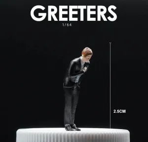 1:64 Painted Figure Mini Model Toy Miniature Car Scenes Resin Bowing Man in Suit