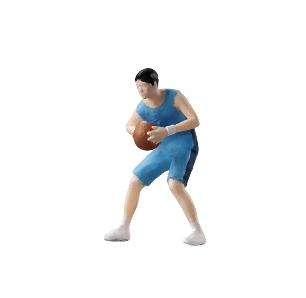 1:64 Painted Figure Mini Model Toy Miniature Car Scenes Resin Boy Basketball Man