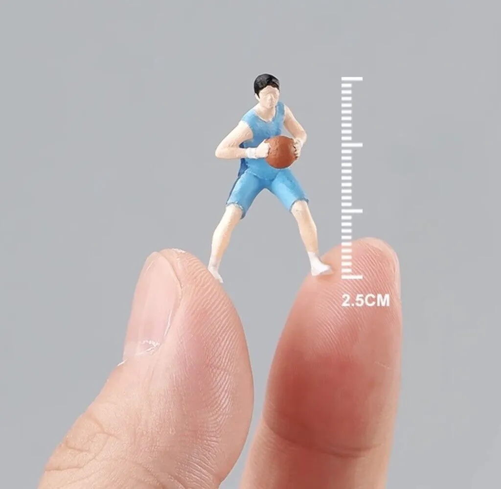 1:64 Painted Figure Mini Model Toy Miniature Car Scenes Resin Boy Basketball Man