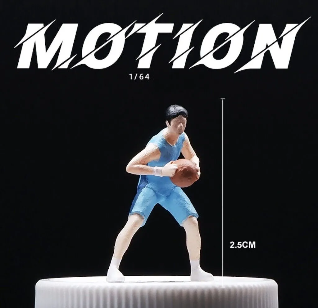 1:64 Painted Figure Mini Model Toy Miniature Car Scenes Resin Boy Basketball Man