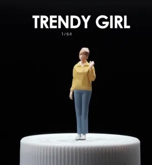 1:64 Painted Figure Mini Model Toy Miniature Car Scenes Resin Girl Casual Lady