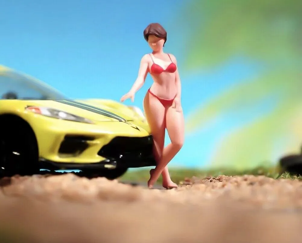 1:64 Painted Figure Model Miniature Resin Diorama Sand Sexy Girl Lady Bikini Toy