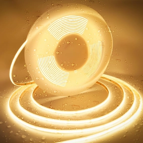 16.4ft COB LED Strip Lights Waterproof IP68, 2700K Warm White Outdoor 24V Dimmable Silicone LED Tape Lighting High Density, 4000LM , 1600LEDs Clips and Screws(Power Supply Not Included)