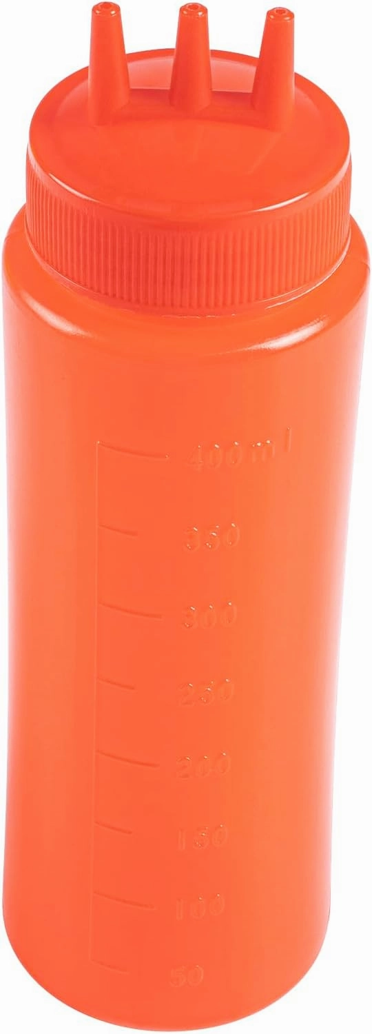 16 Ounce Condiment Squeeze Bottles, 6 Squeeze Bottles With Triple Dispersion Tips - Medium, Flexible, Red Plastic Ketchup Bottles, For Dispensing Sauces Or Oils - Restaurantware