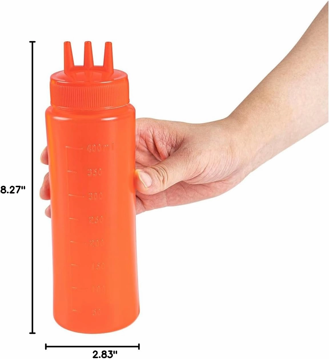 16 Ounce Condiment Squeeze Bottles, 6 Squeeze Bottles With Triple Dispersion Tips - Medium, Flexible, Red Plastic Ketchup Bottles, For Dispensing Sauces Or Oils - Restaurantware
