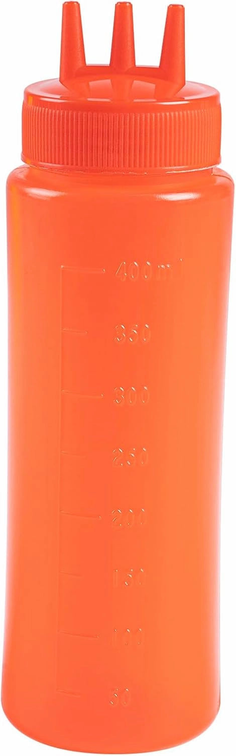 16 Ounce Condiment Squeeze Bottles, 6 Squeeze Bottles With Triple Dispersion Tips - Medium, Flexible, Red Plastic Ketchup Bottles, For Dispensing Sauces Or Oils - Restaurantware