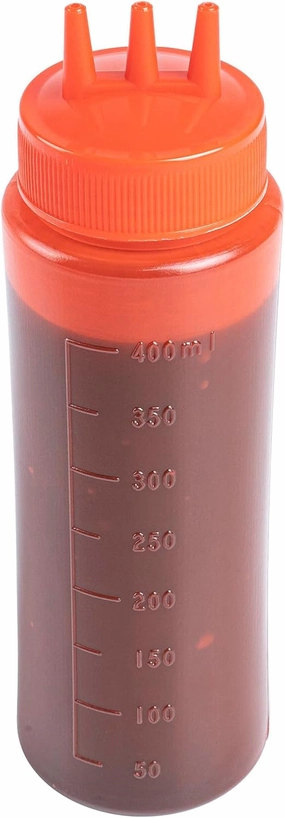 16 Ounce Condiment Squeeze Bottles, 6 Squeeze Bottles With Triple Dispersion Tips - Medium, Flexible, Red Plastic Ketchup Bottles, For Dispensing Sauces Or Oils - Restaurantware
