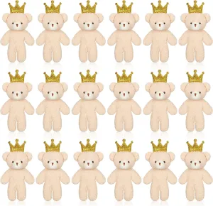18 Pieces Mini Bear Toy 4.7 Inch Stuffed Jointed Bear Soft Tiny Doll for DIY Keychain Birthday Wedding Xmas Decorations Party Favor(Crown Style)