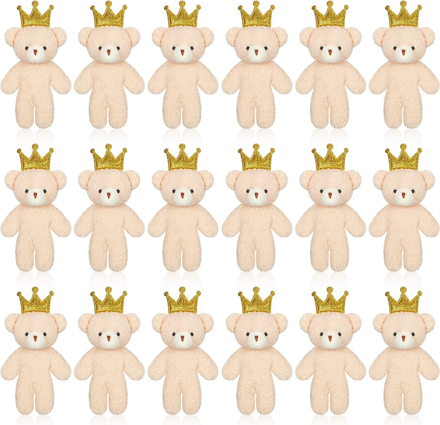 18 Pieces Mini Bear Toy 4.7 Inch Stuffed Jointed Bear Soft Tiny Doll for DIY Keychain Birthday Wedding Xmas Decorations Party Favor(Crown Style)