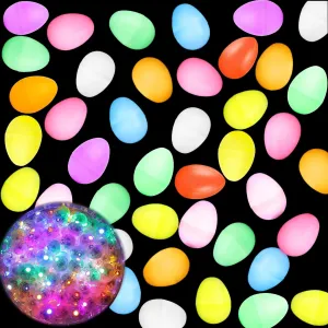 180 Pcs Glow Easter Eggs Set 80 Glow in The Dark Eggs with 100 led Round Balls Lights 2.5" Fillable Plastic Eggs for Student Children Easter Eggs Hunt, Basket Stuffers Fillers, Game
