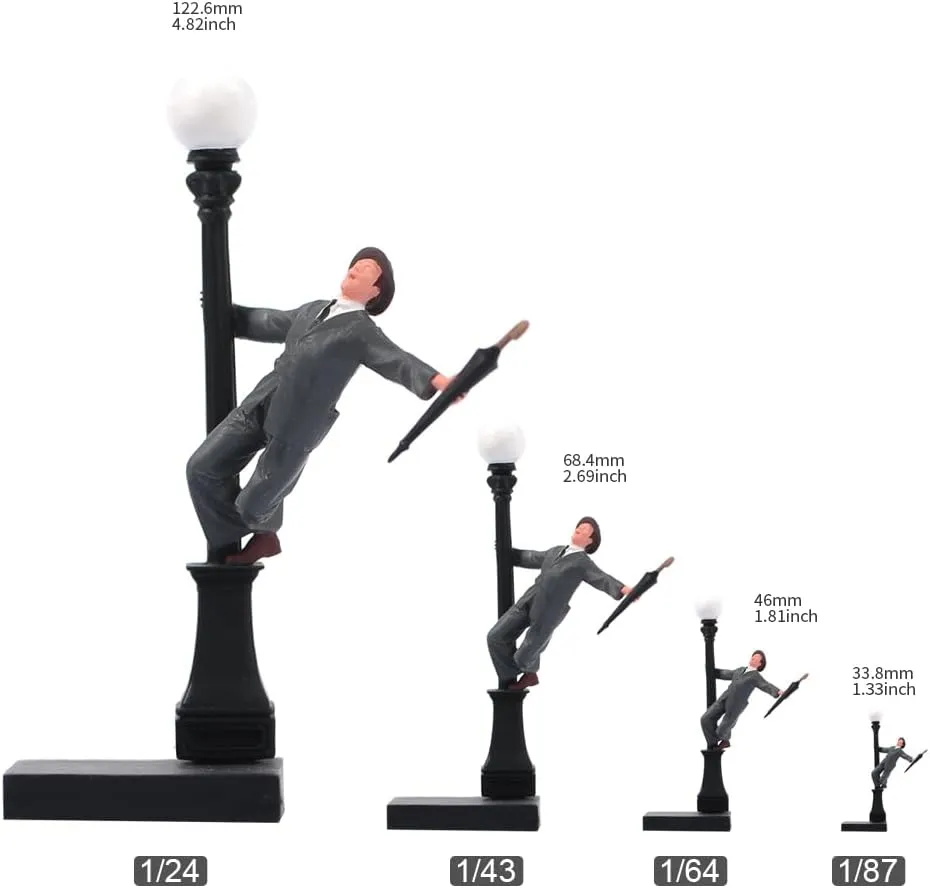 1/87 Scale Miniature Figure Gentleman Man Dancing in The Rain Umbrella Hand Painted Action Figure Model