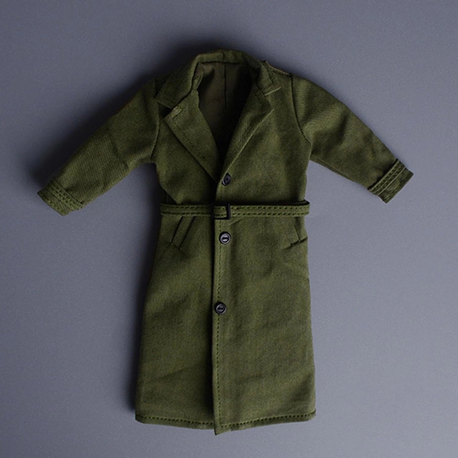 1:12 Action Figures Long Windbreaker Trench Jacket Clothes Doll Decor Miniature Stylish Handmade Figure Costume Soft Outfits, Green