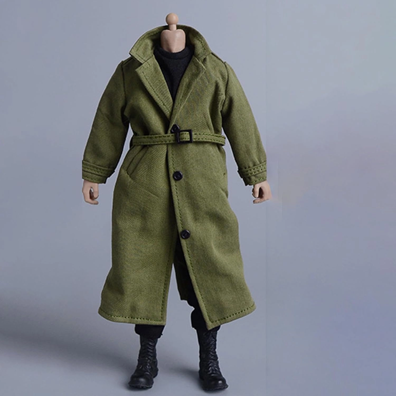 1:12 Action Figures Long Windbreaker Trench Jacket Clothes Doll Decor Miniature Stylish Handmade Figure Costume Soft Outfits, Green