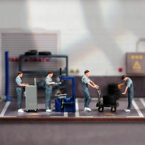 1/43 Scale Action Figure Car Repair Crew Team Four Man Group Hand Painted Miniature Figure Model