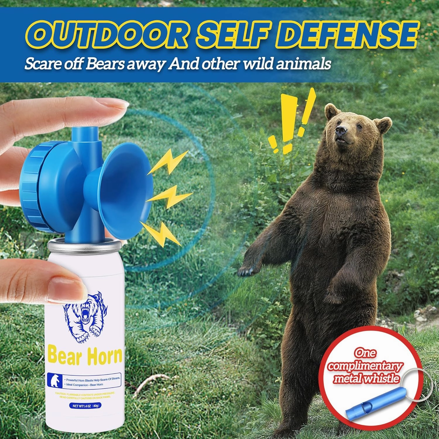 1.4oz Bear Horn Self Defense,130dB Loud Mini Safety Bear Air Horn,Heard Up to 0.5-Miles Away,Bear Alarm Scare Bears, Ideal for Hiking,Camping and Outdoor Protection