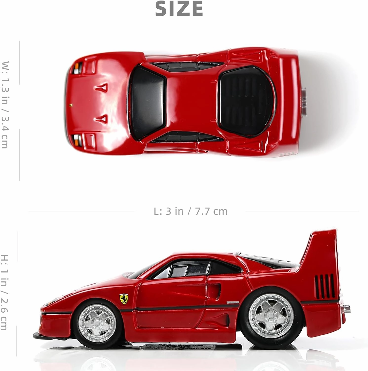 1/64 Scale FERARI F40 Car Model Alloy Metal Diecast Black Car Model Toy Gift Small Classic Auto Model Antique Collection Sport Vehicle Model for Kid Boy Men Adult (RED)