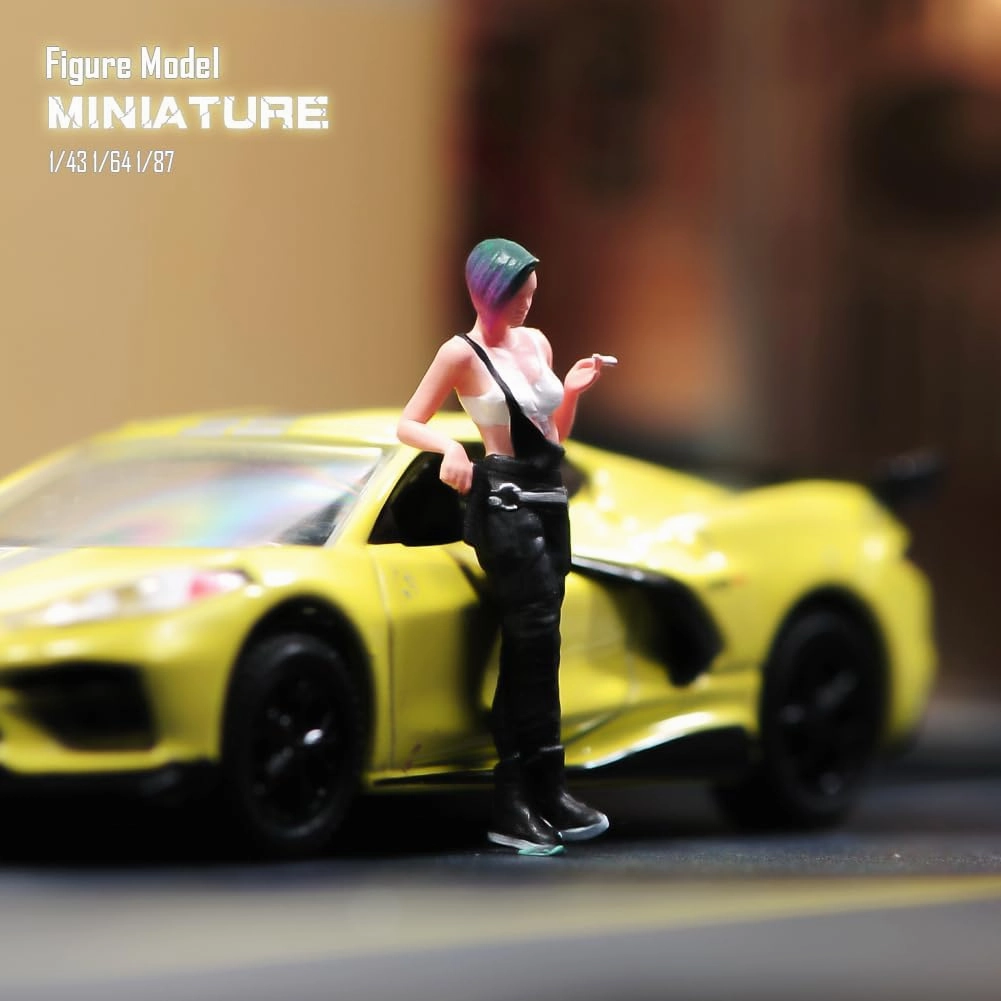 1/87 1/64 1/43 1/24 Scale Miniature Action Figure Doll Model Cool Girl Soldier Judy Resin Figurine Model Creative Scene Dolls Props for Car Toys (Painted, 1:64 Scale)
