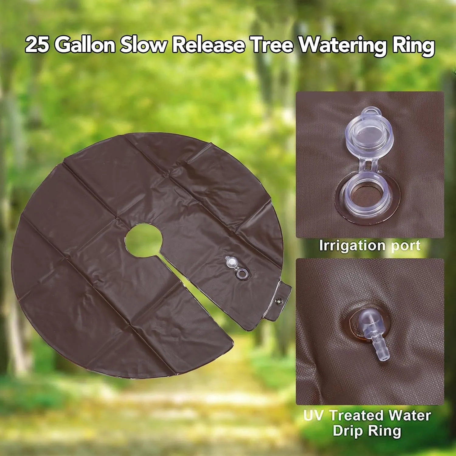 1PCS 15 Gallon 35.4 Inch Round Tree Watering Bag Slow Release, Tree Watering Rings, Automatic Drip Irrigation System for Planting Gardening Trees and Shrubs (Coffee)