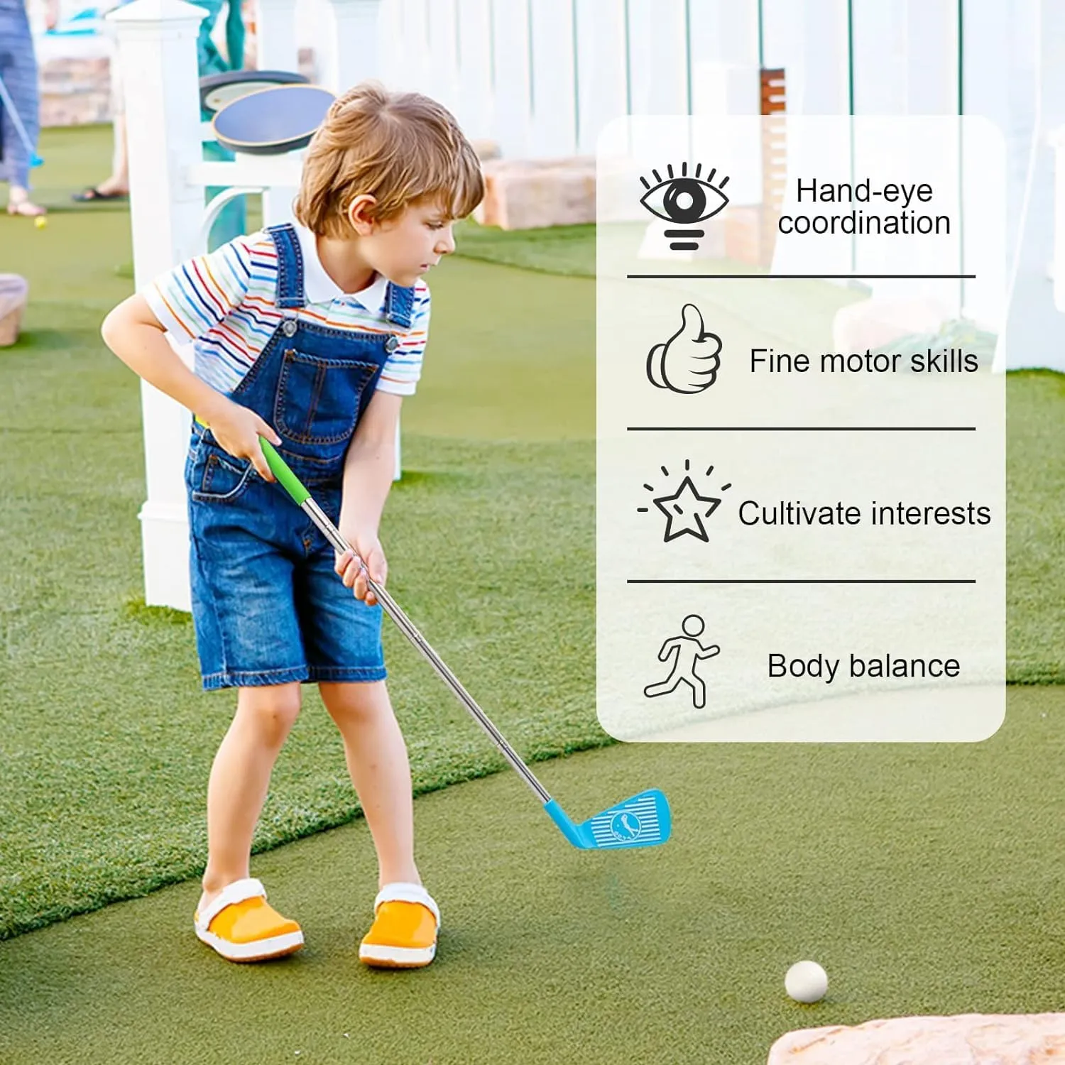 2-in-1 Kids Golf Club Set and Bean Bag Toss Game, Toddler Golf Set - Mini Golf and Corn Hole Game for Kids Outdoor Toys- Ideal Gift for 2,3,4,5,6 Year Old Boys and Girls