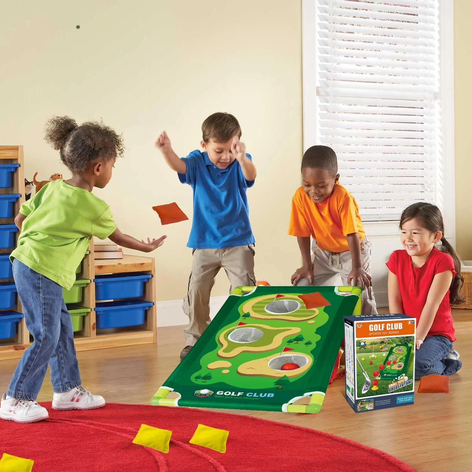 2-in-1 Kids Golf Club Set and Bean Bag Toss Game, Toddler Golf Set - Mini Golf and Corn Hole Game for Kids Outdoor Toys- Ideal Gift for 2,3,4,5,6 Year Old Boys and Girls
