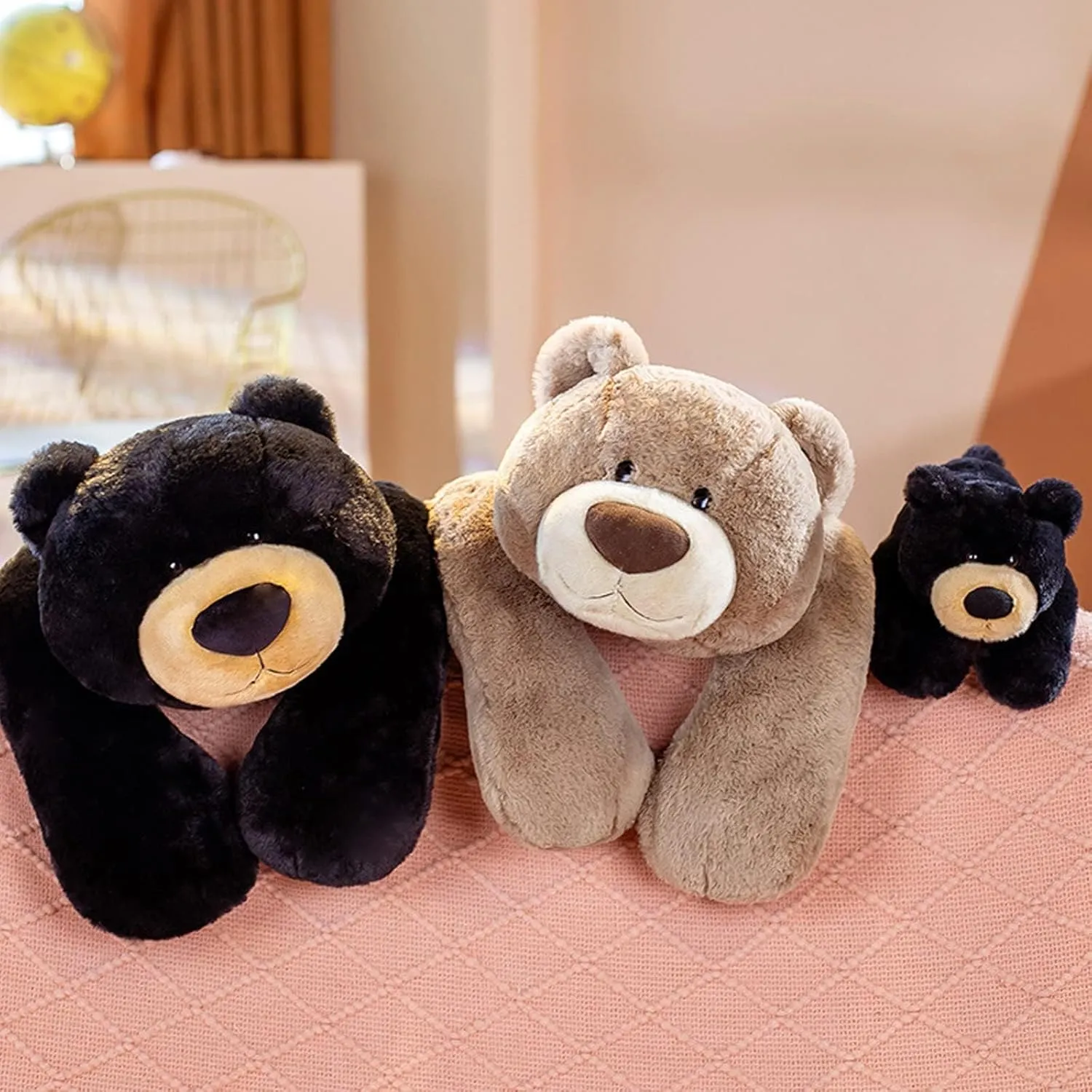 2 Lb Weighted Stuffed Brown Bear Animals - 16 Inches Bear Dog Dino Pig Plush Throw Pillow Toy - Embroidered Plushie Collectible - Kawaii Plushies Hugging Toy Gifts for Kids & Adults ( Brown Bear )
