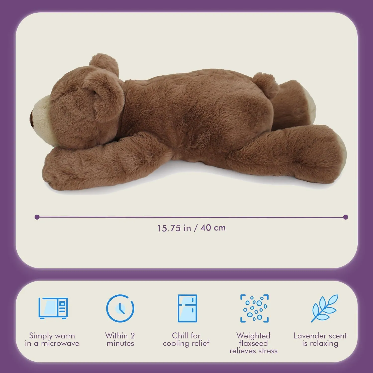 2 Lb Weighted Stuffed Brown Bear Animals - 16 Inches Bear Dog Dino Pig Plush Throw Pillow Toy - Embroidered Plushie Collectible - Kawaii Plushies Hugging Toy Gifts for Kids & Adults ( Brown Bear )