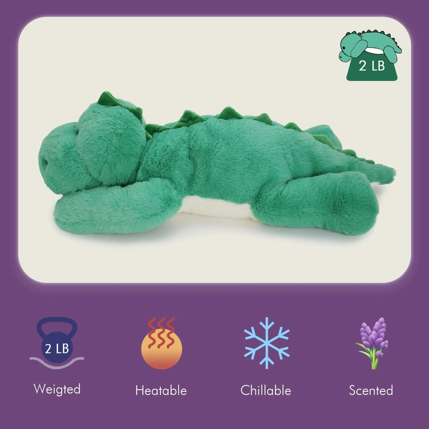 2 Lb Weighted Stuffed Green Dragon Animals - 16 Inches Bear Dog Dino Pig Plush Throw Pillow Toy - Embroidered Plushie Collectible - Kawaii Plushies Hugging Toy Gifts for Kids & Adults ( Green Dragon )