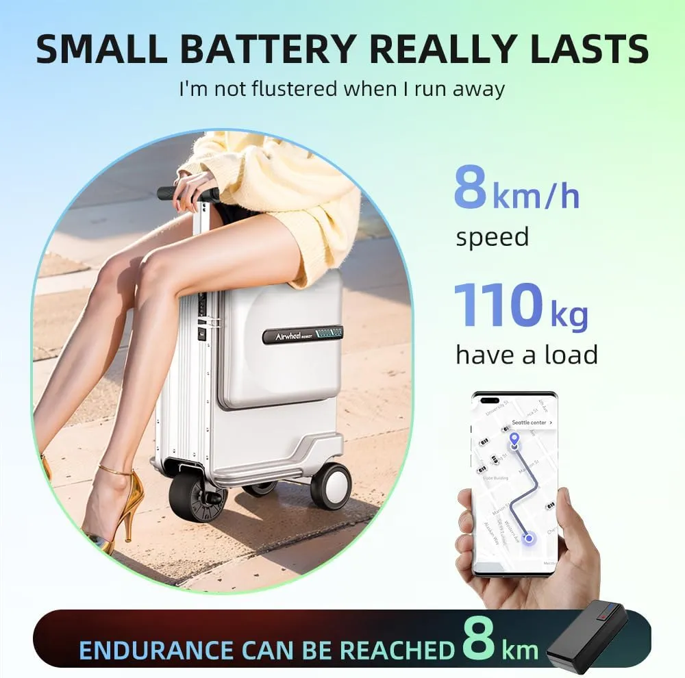 20 Inch Smart Rideable Suitcase Electric Luggage Scooter Carry On Luggage (silver)