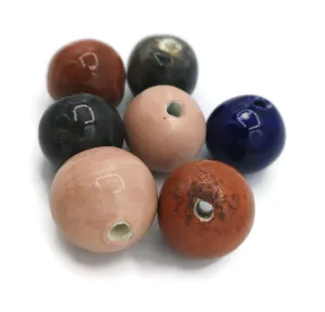 20 mm Ball Beads Set of 7 for Jewelry Making, Ceramic Colorful Large Bright Pieces for Crafting