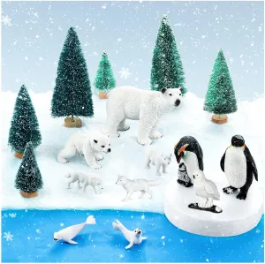 20 Pcs Arctic Animals Toy Sets Includes 10 Pcs Polar Animals Figurines Penguin Polar Bear Whale Miniature Antarctic Suitable for Children Teacher Class